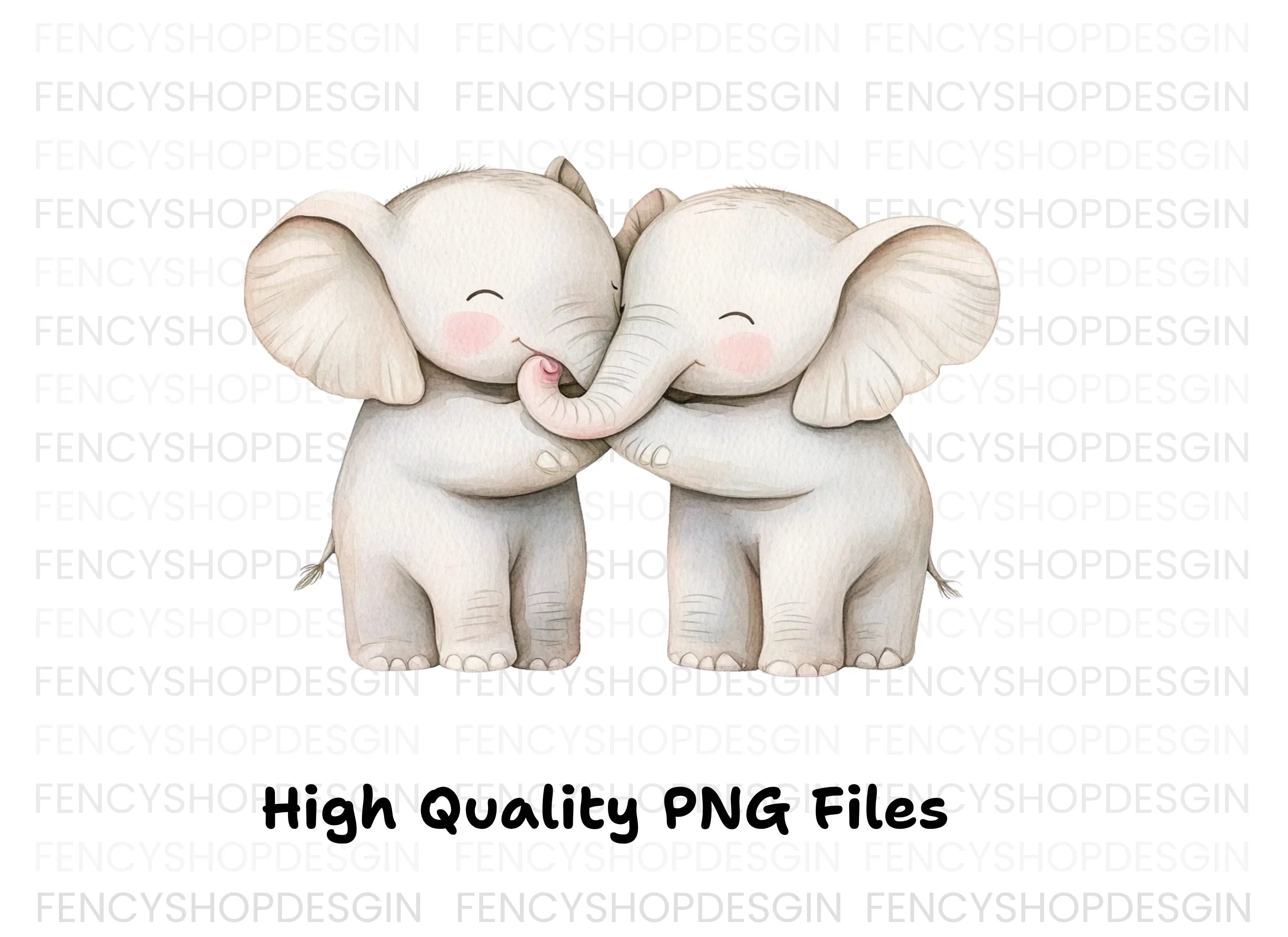 Sweet Baby Elephant Hugs Clipart Bundle