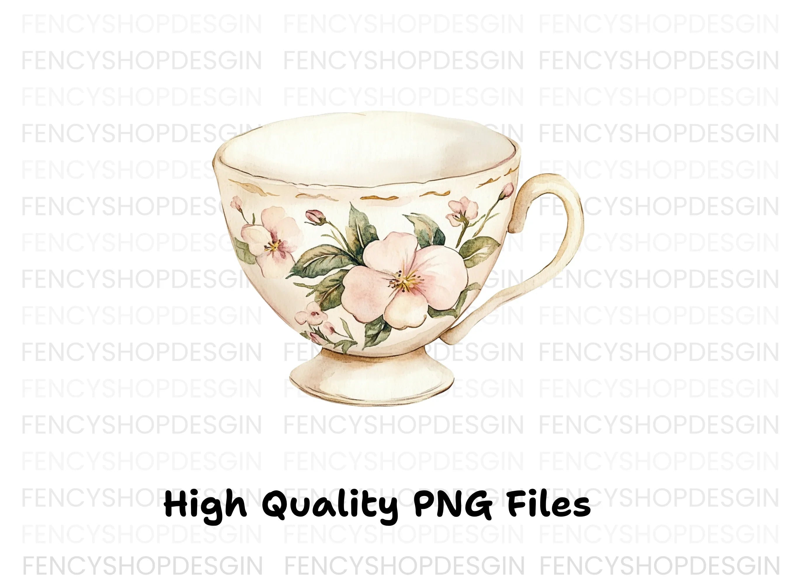 Elegant Floral Teacup Clipart Bundle