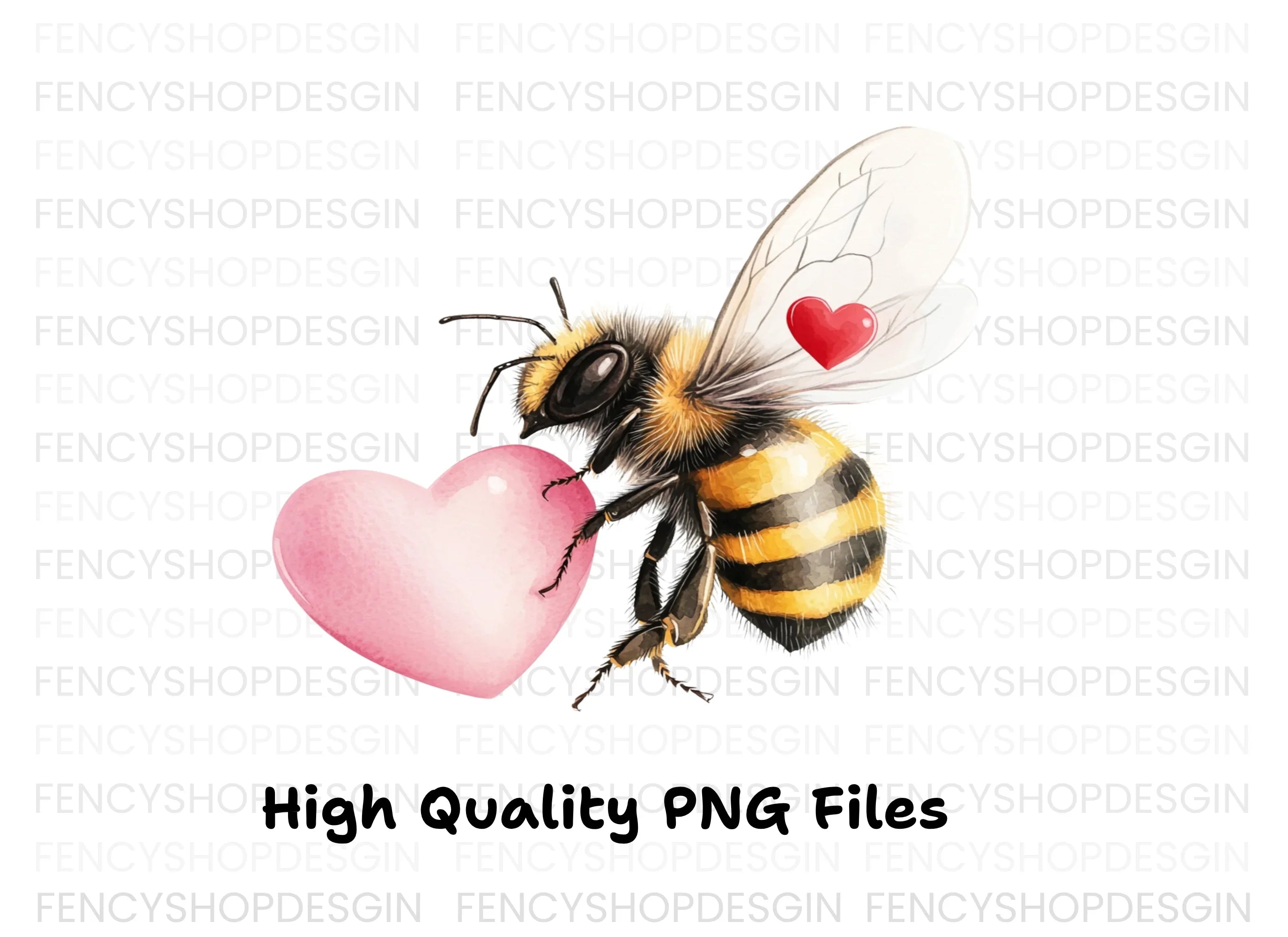 Cute Bumble Bees with Pink Hearts Clipart Bundle