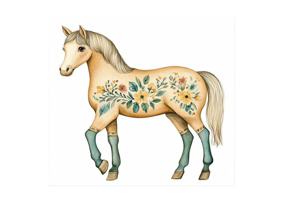 Floral Decorated Horse Clipart Bundle