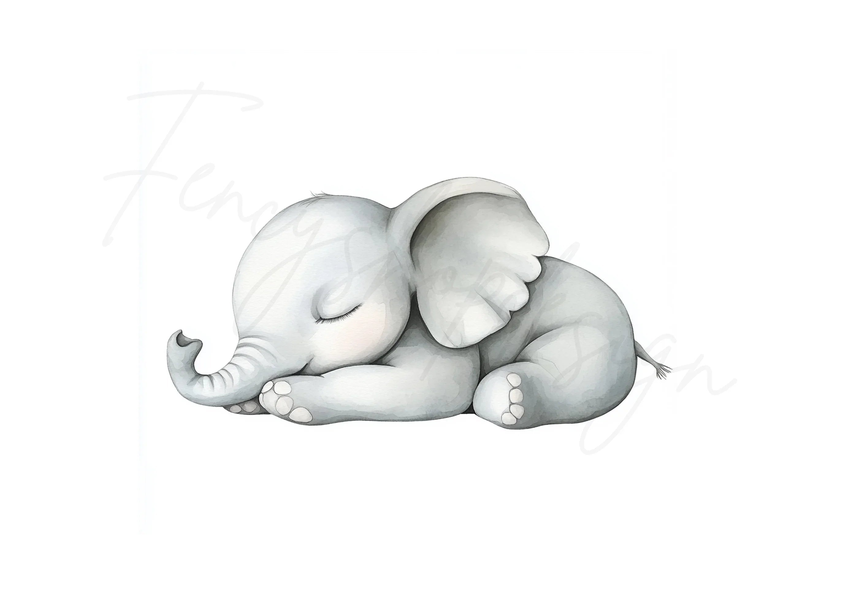 Sleeping Baby Elephant Clipart Bundle