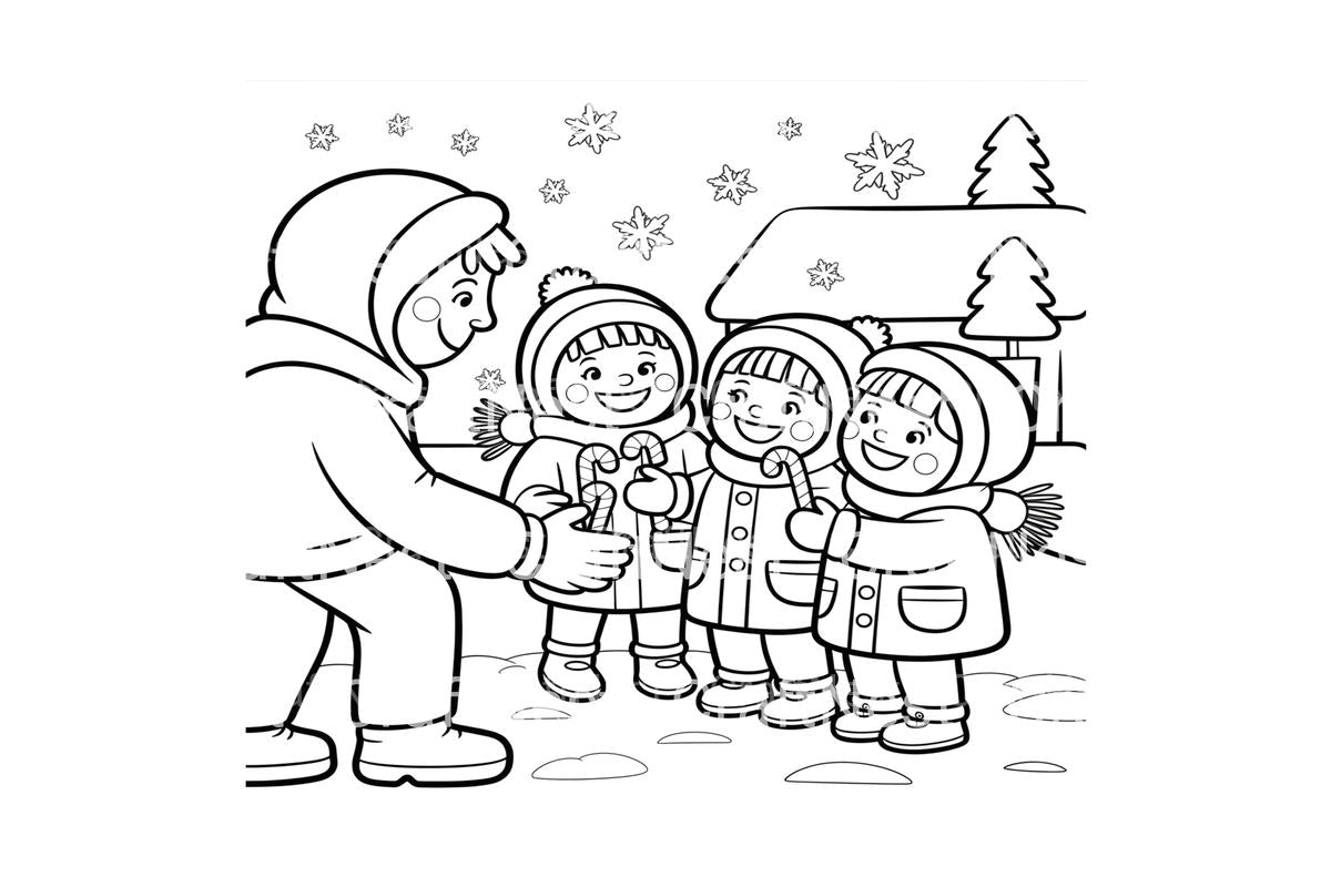 Winter Candy Cane Kids Coloring Books