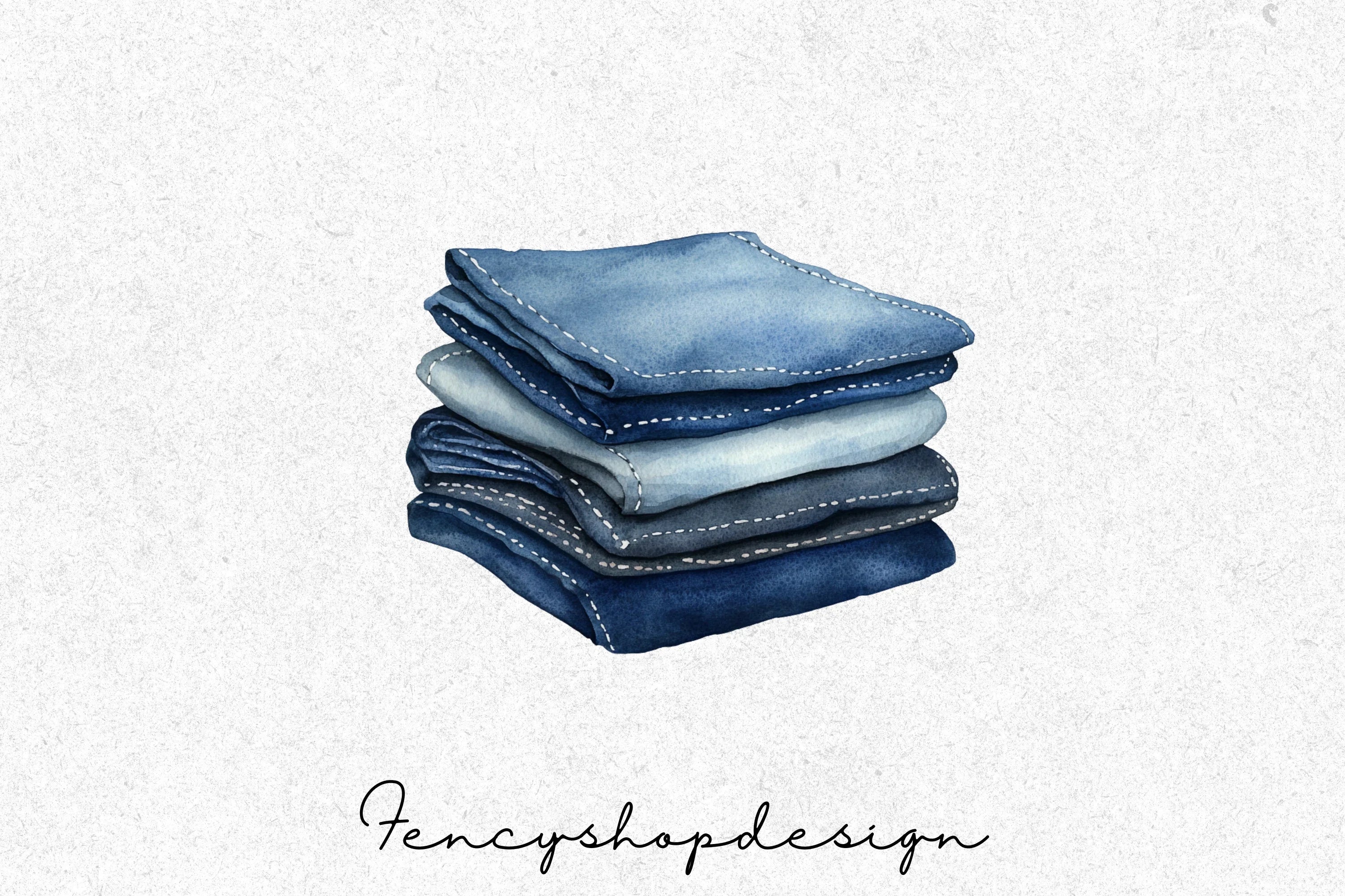 Denim Fabric Textures Clipart Bundle