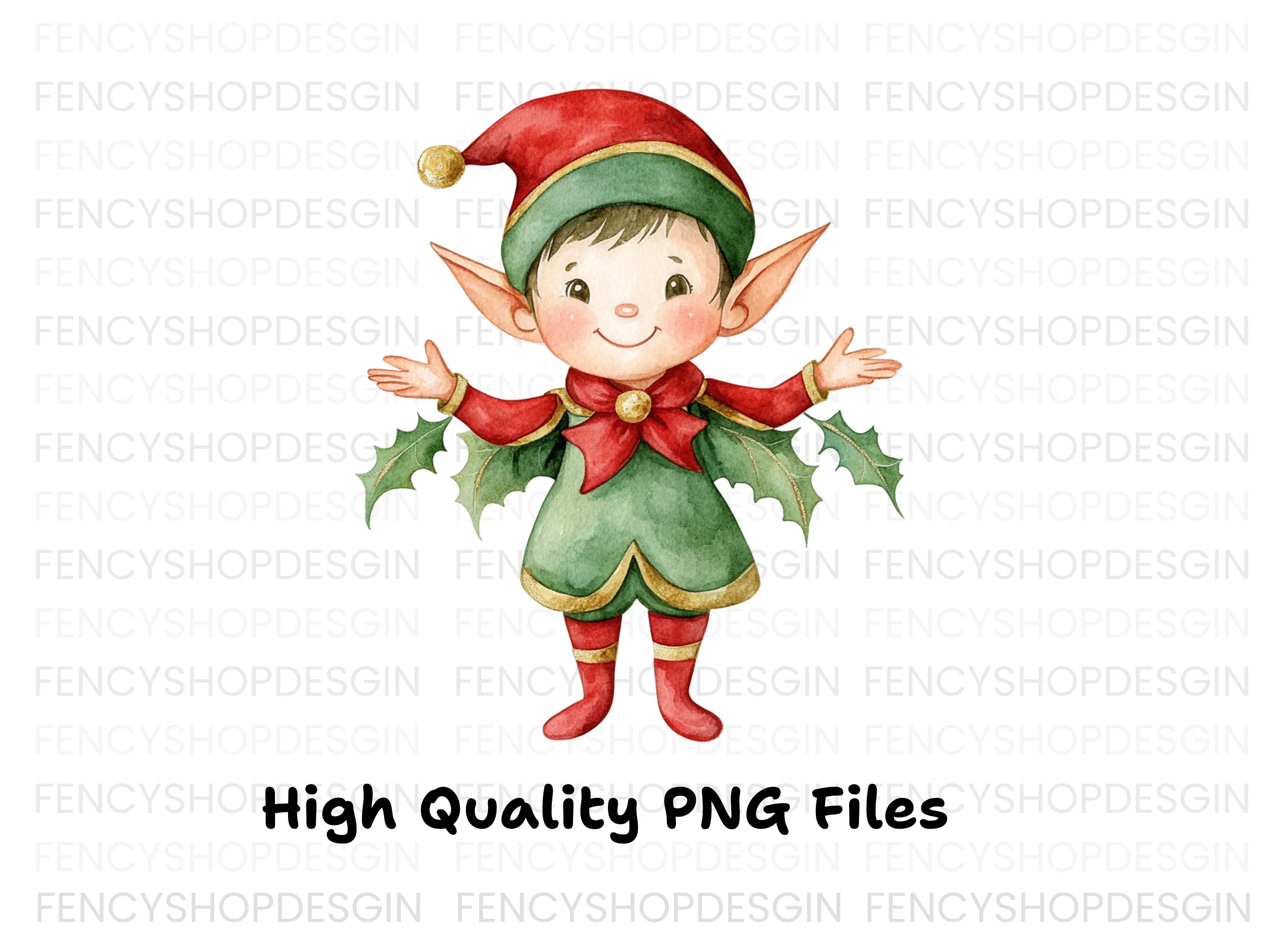 Cute Christmas Elves Clipart Bundle