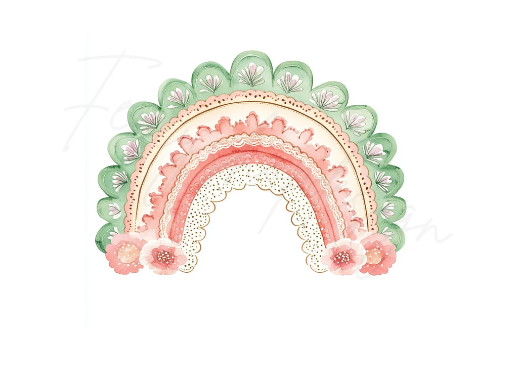 Boho Rainbow Lace Details Clipart Bundle