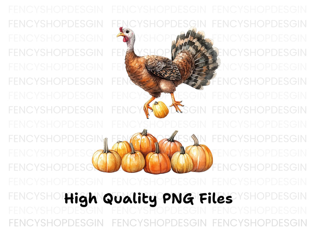 Thanksgiving Turkey and Pumpkins Clipart Bundle