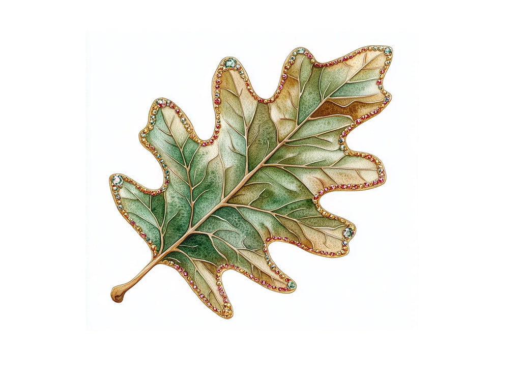 Jeweled Oak Leaves Clipart Bundle