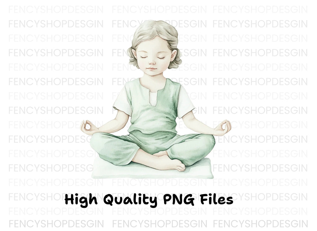 Kids Yoga Meditation Clipart Bundle