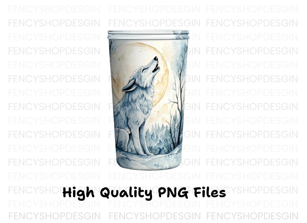 Wolf Howling at Moon Clipart Bundle