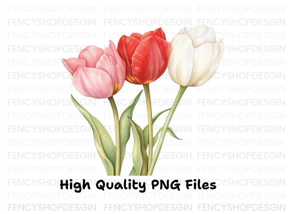 Elegant Pink and Red Tulip Clipart Bundle