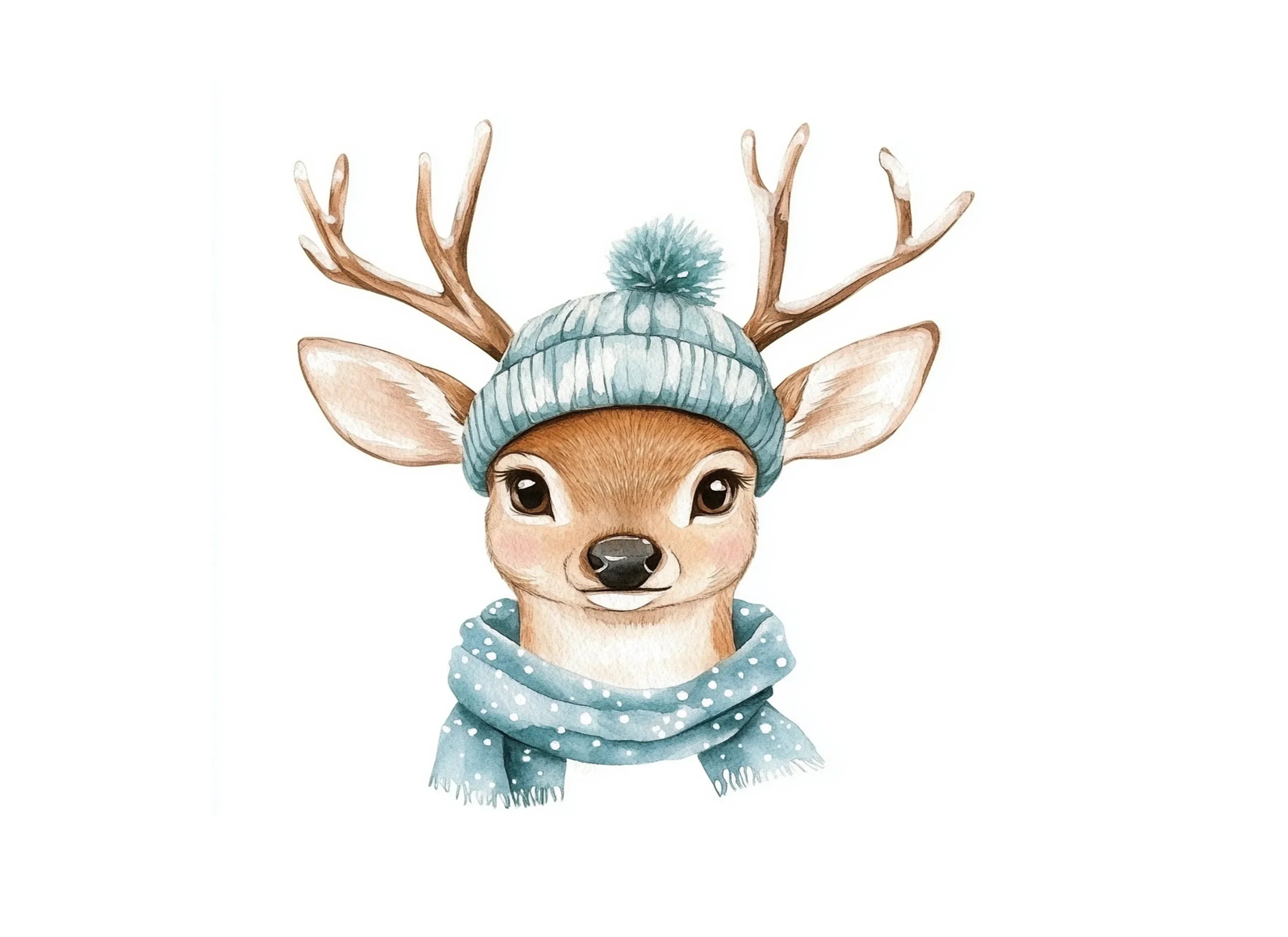 Cute Winter Deer Clipart Bundle