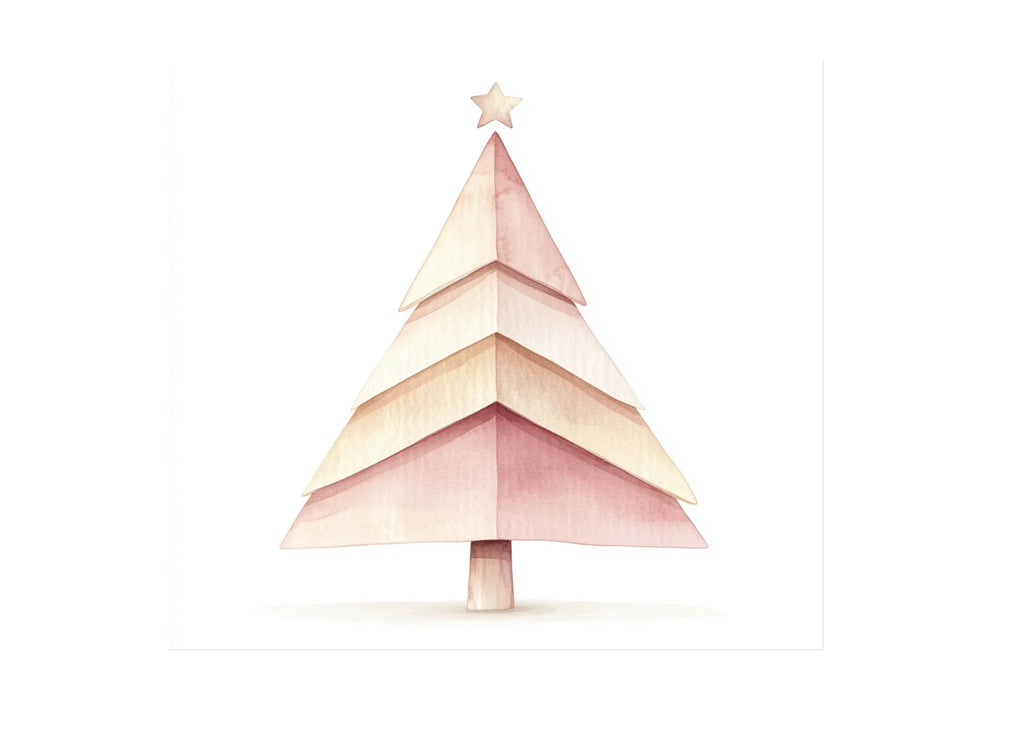 Boho Pink Christmas Tree Clipart Bundle
