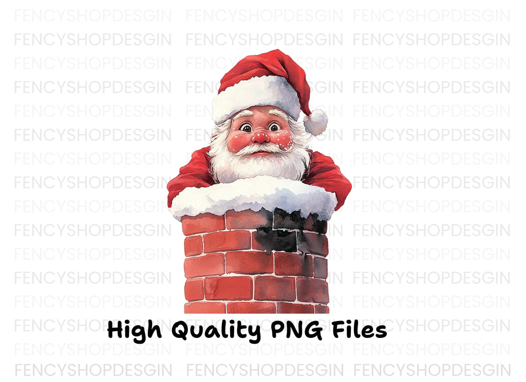 Jolly Santa Claus Chimney Clipart Bundle