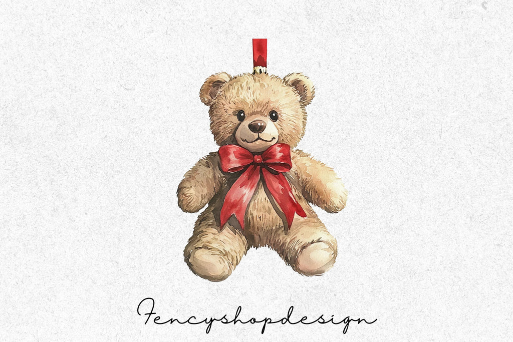 Teddy Bear Christmas Ornaments Clipart Bundle