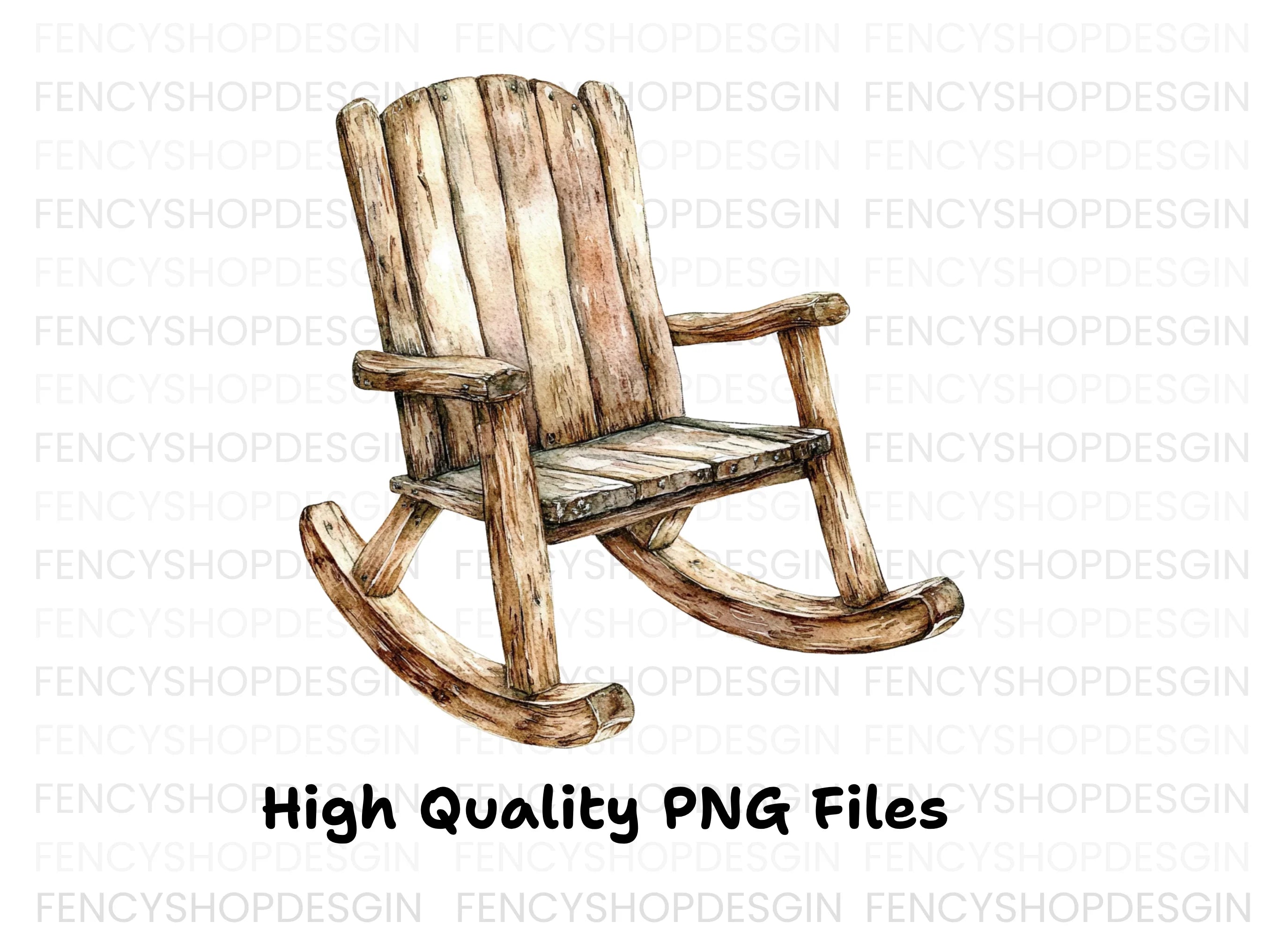 Rustic Wooden Rocking Chair Clipart Bundle