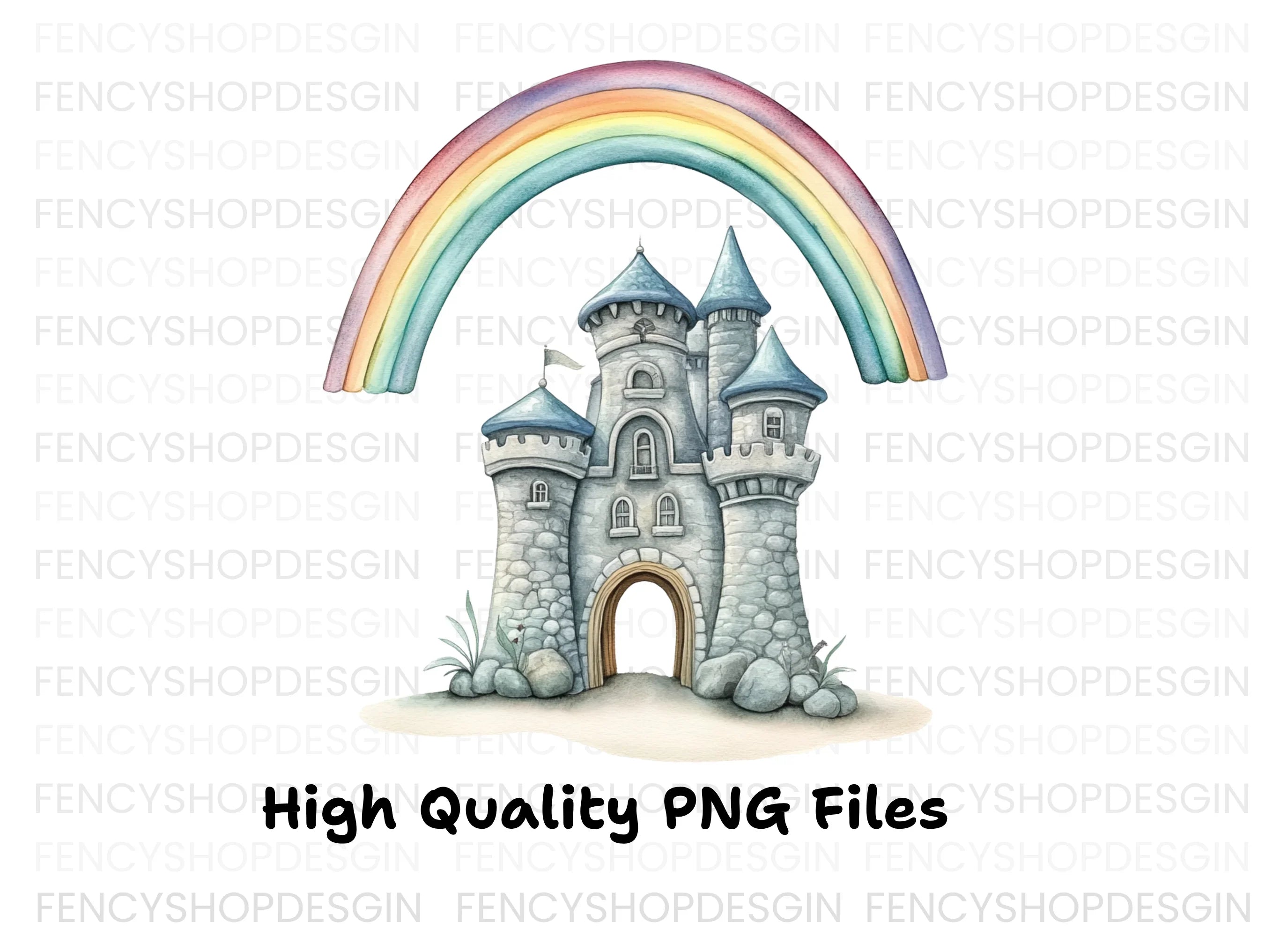 Magical Rainbow Castle Clipart Bundle