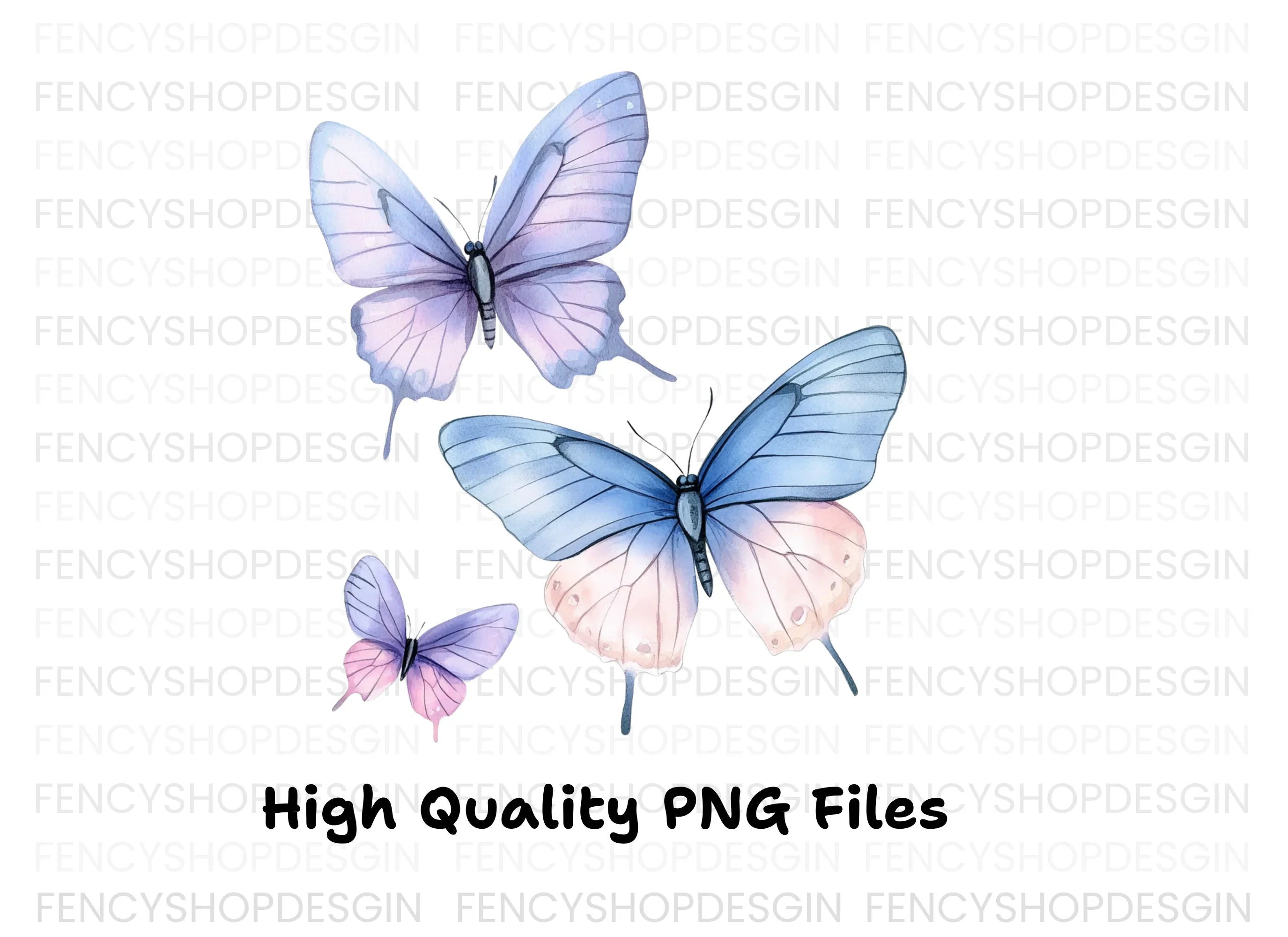 Blue and Purple Butterfly Clipart Bundle