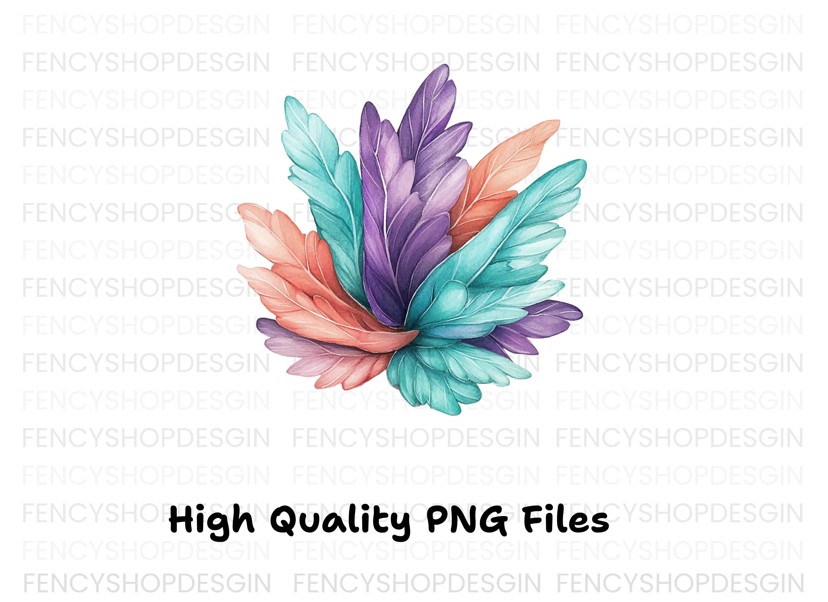 Pastel Feather Burst Clipart Bundle
