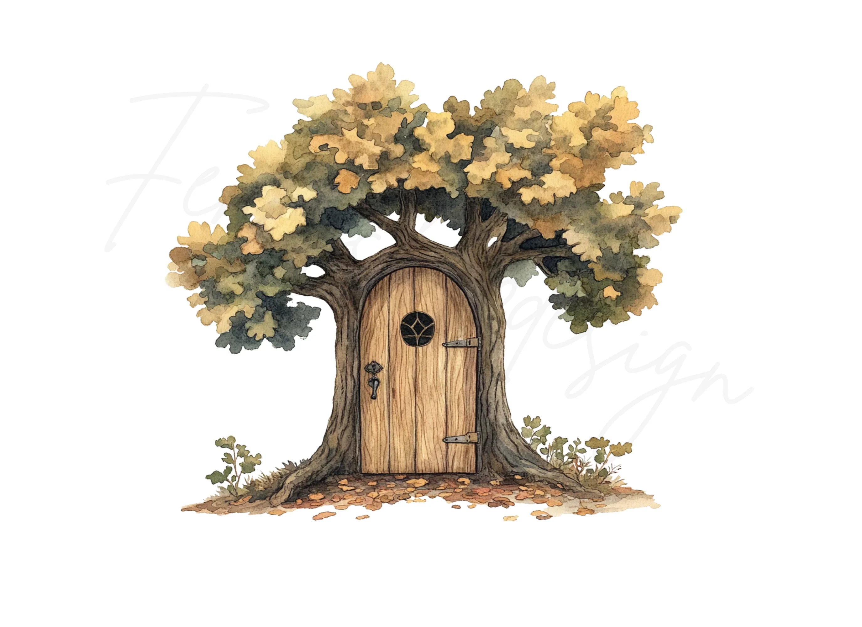 Fantasy Tree Doors Clipart Bundle
