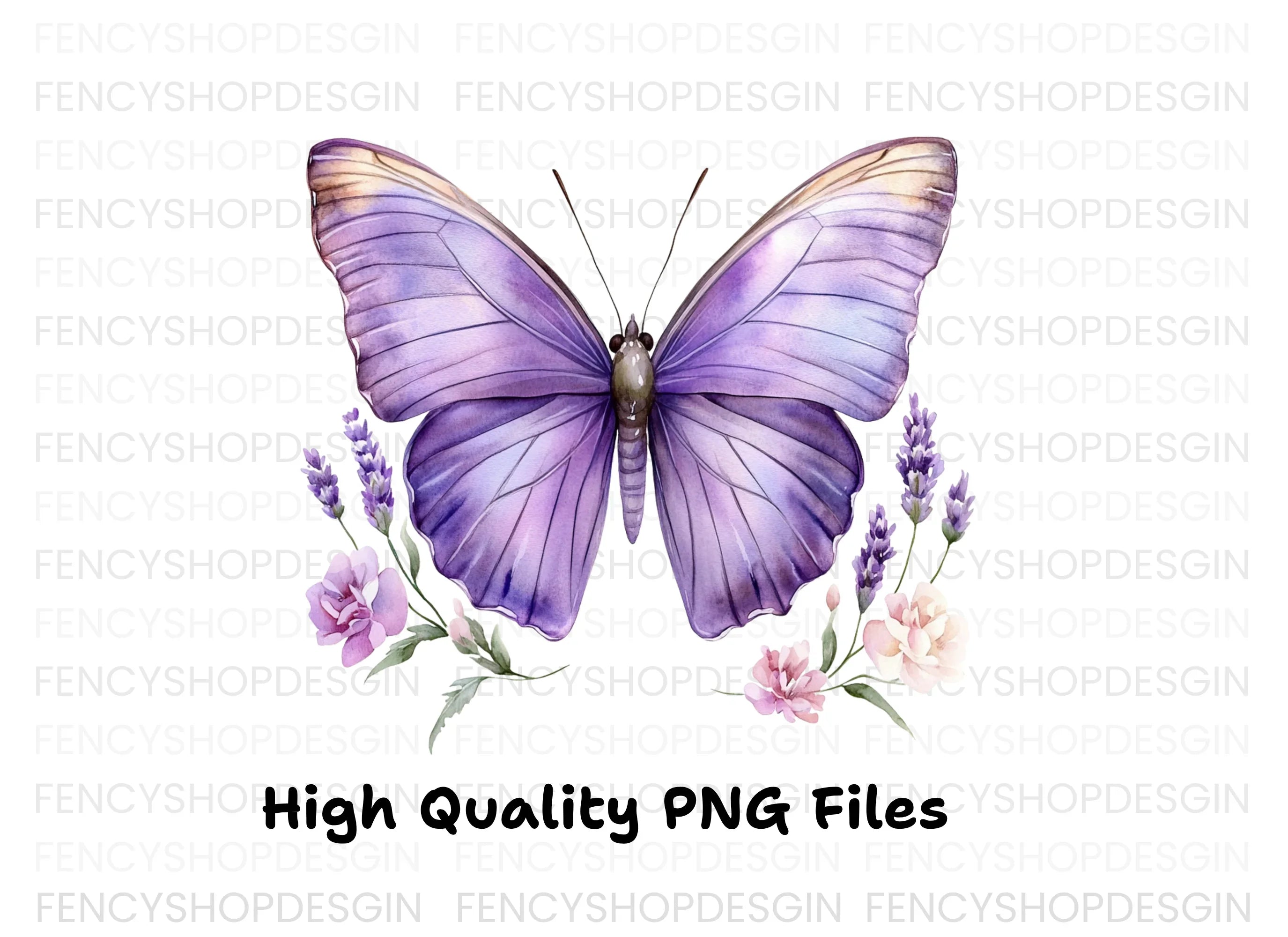 Purple Butterfly and Lavender Clipart Bundle