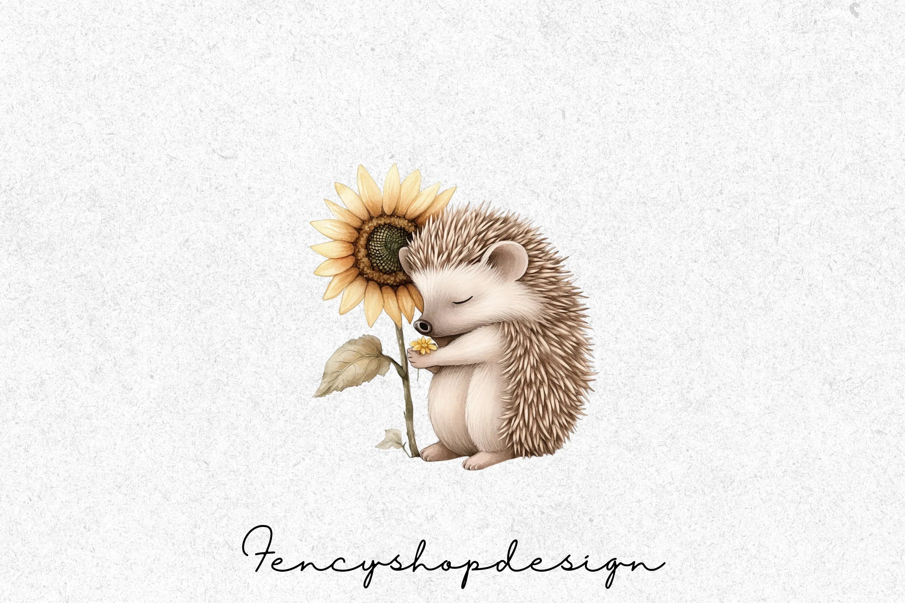 Cute Hedgehog Sunflower Clipart Bundle