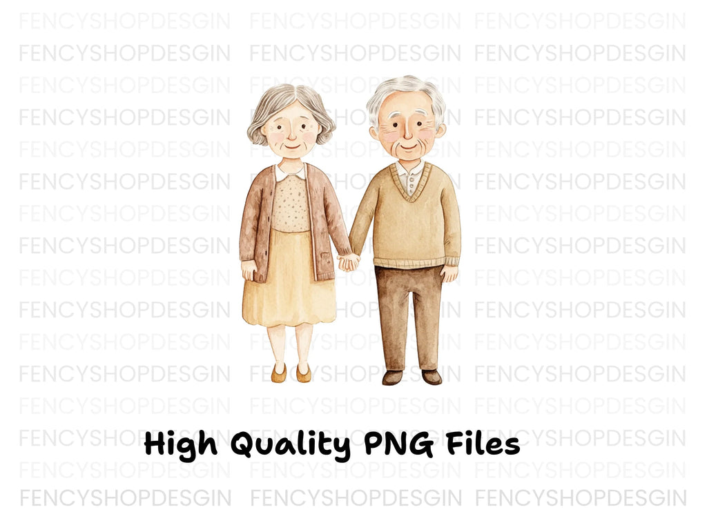 Elderly Couple Wedding Clipart Bundle