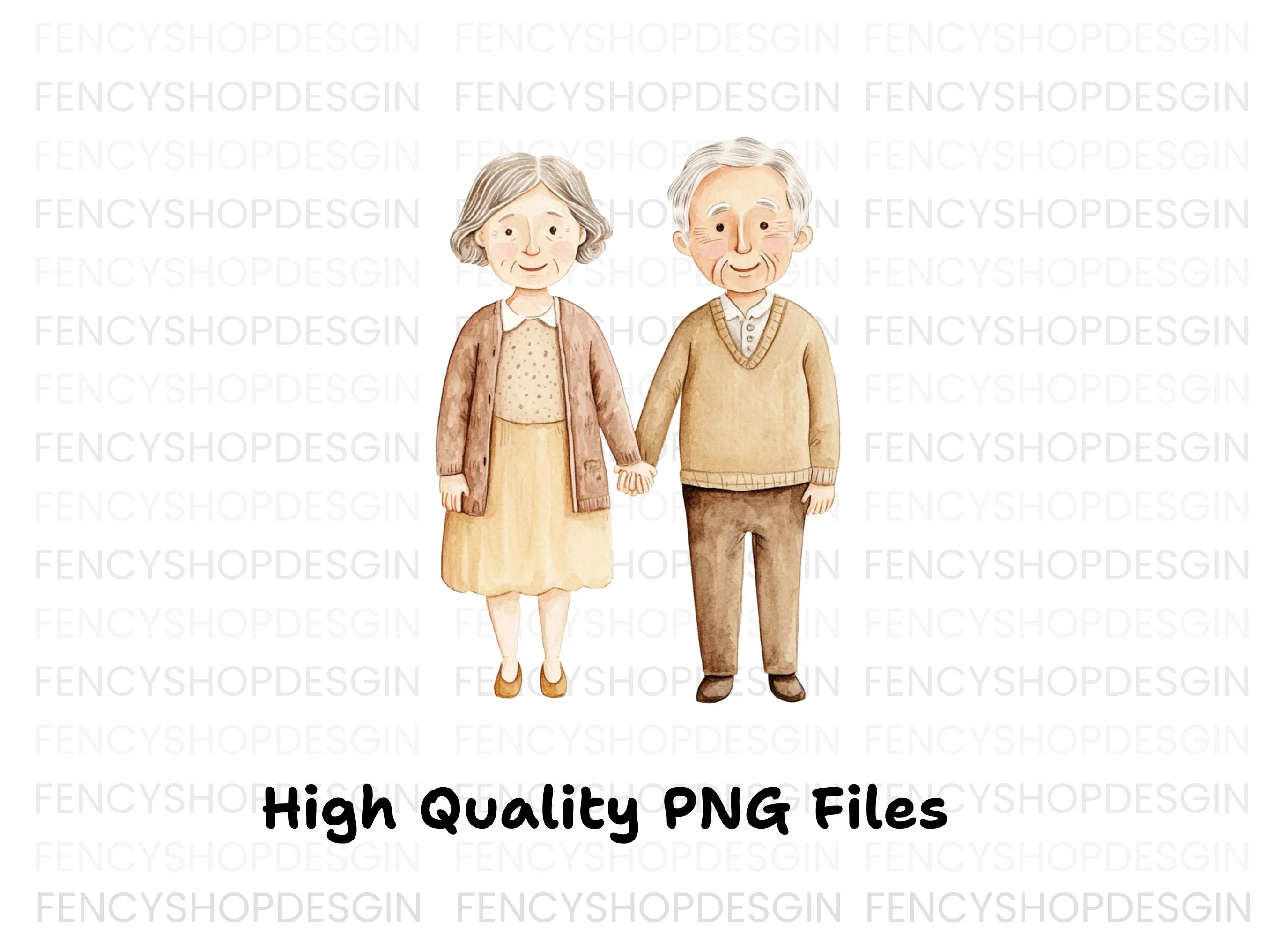 Elderly Couple Wedding Clipart Bundle