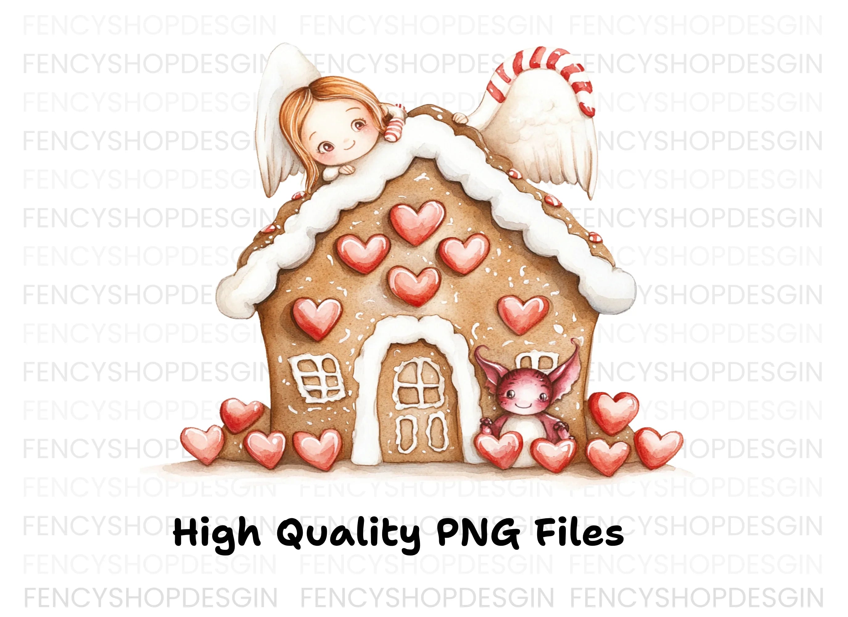 Gingerbread House Angel Clipart Bundle