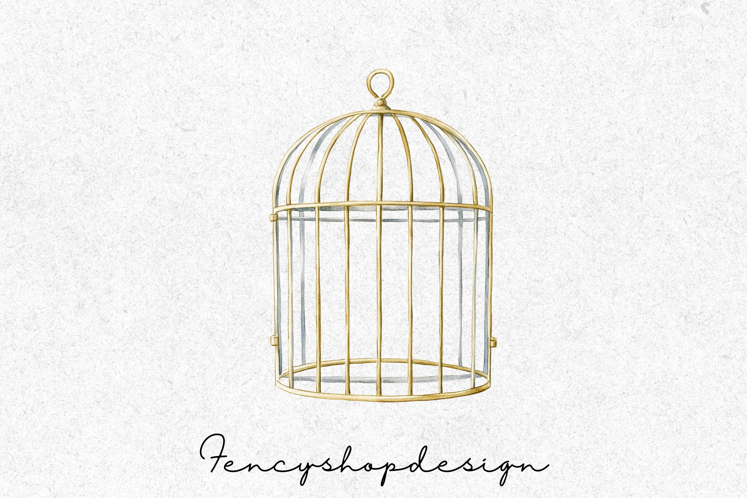 Elegant Golden Bird Cages Clipart Bundle