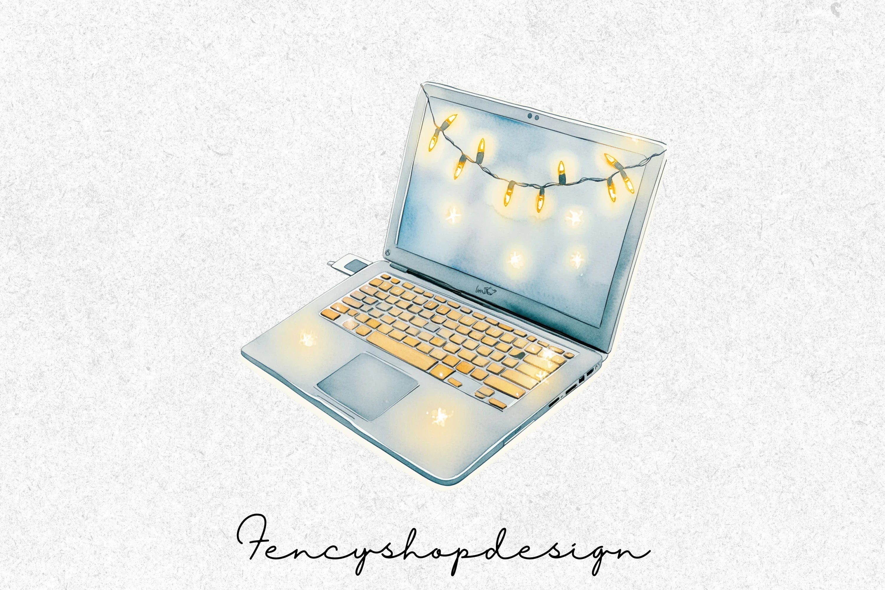 Christmas Laptop Pinecones Clipart Bundle