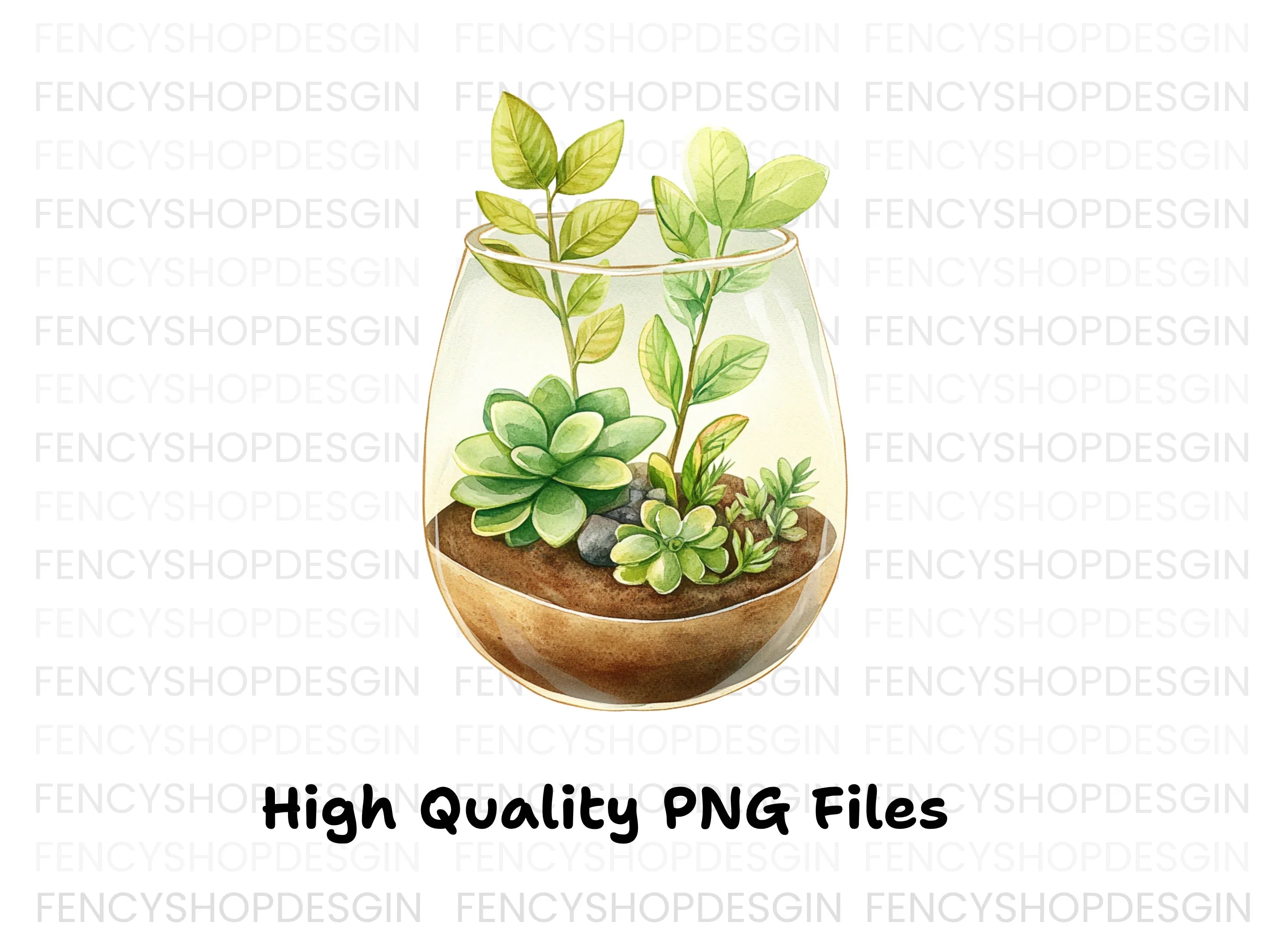 Succulent Terrarium Clipart Bundle