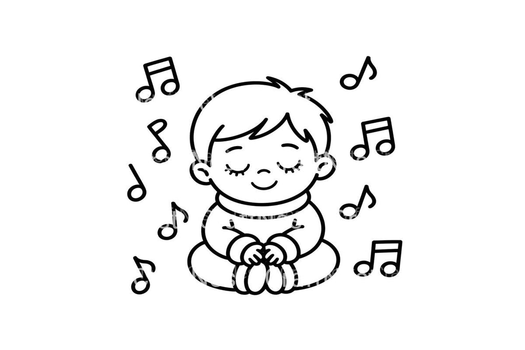 Cute Babies with Music Notes Coloring Books