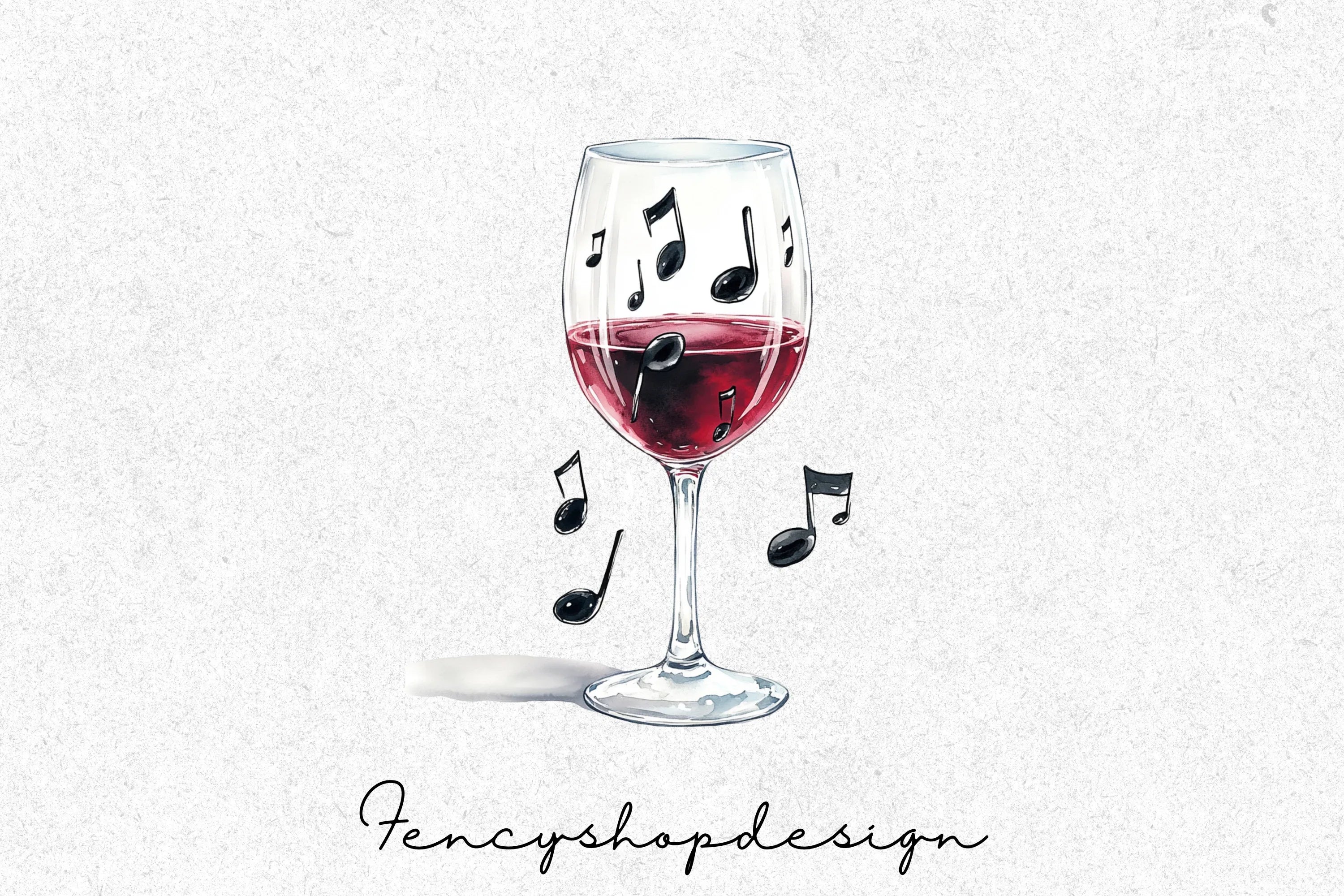 Wine Music Notes Clipart Bundle