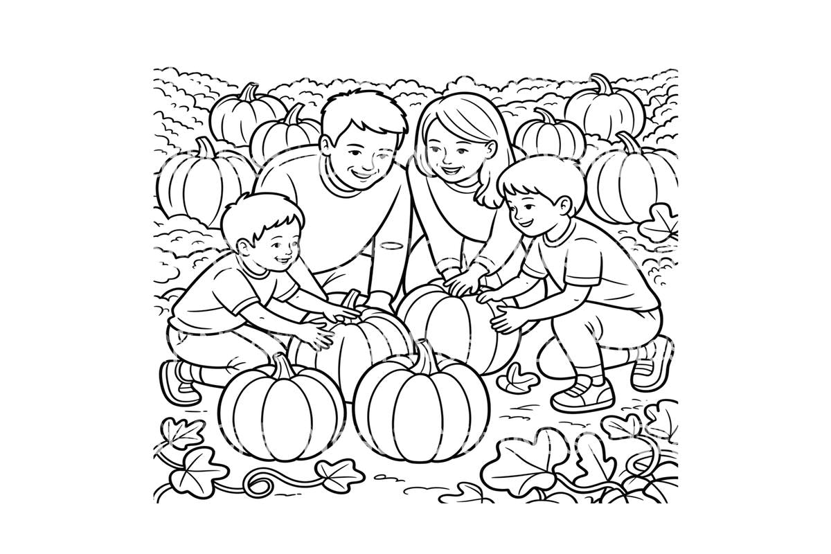 Family Pumpkin Picking Coloring Books
