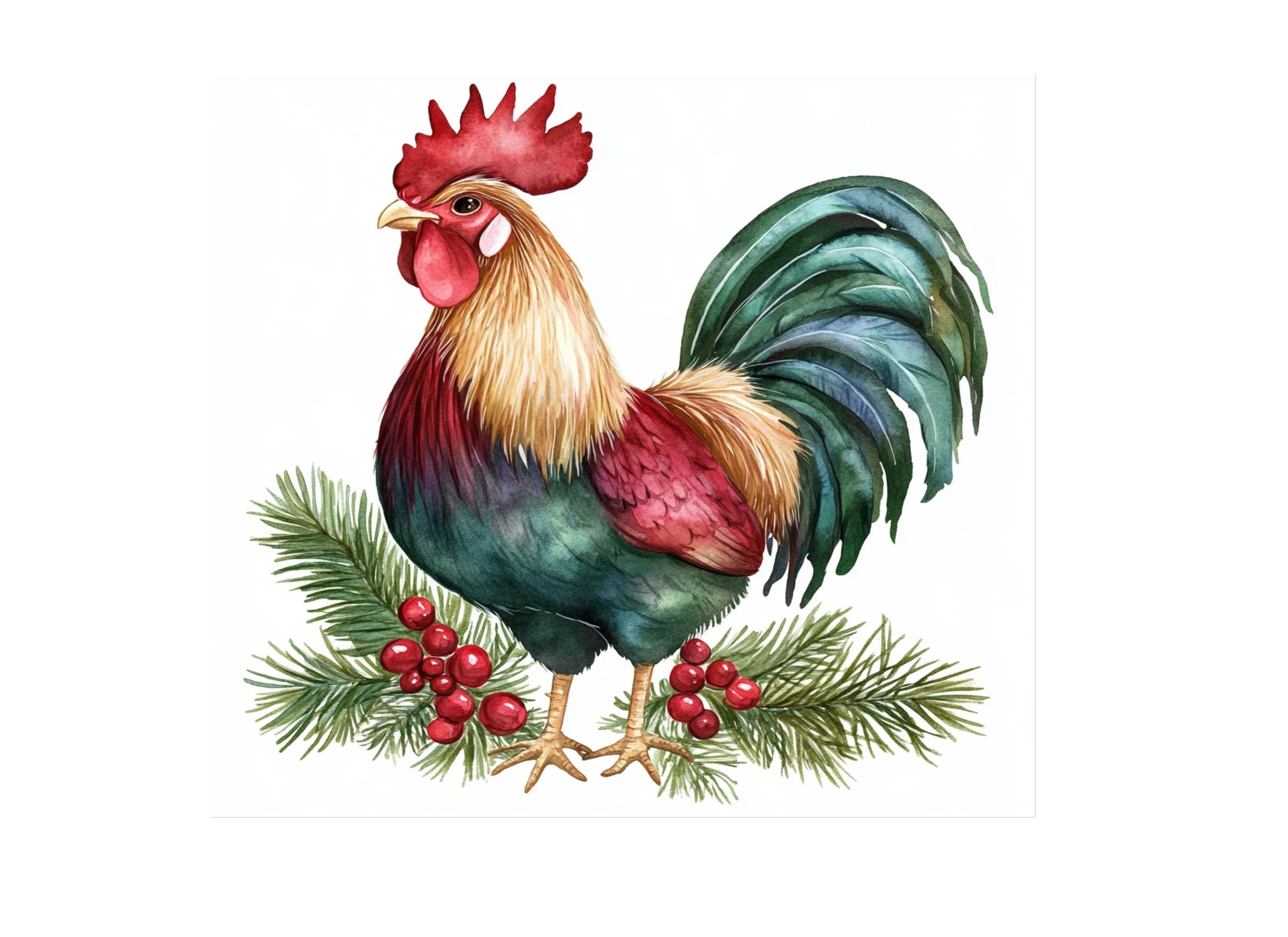 Rooster Christmas Clipart Bundle