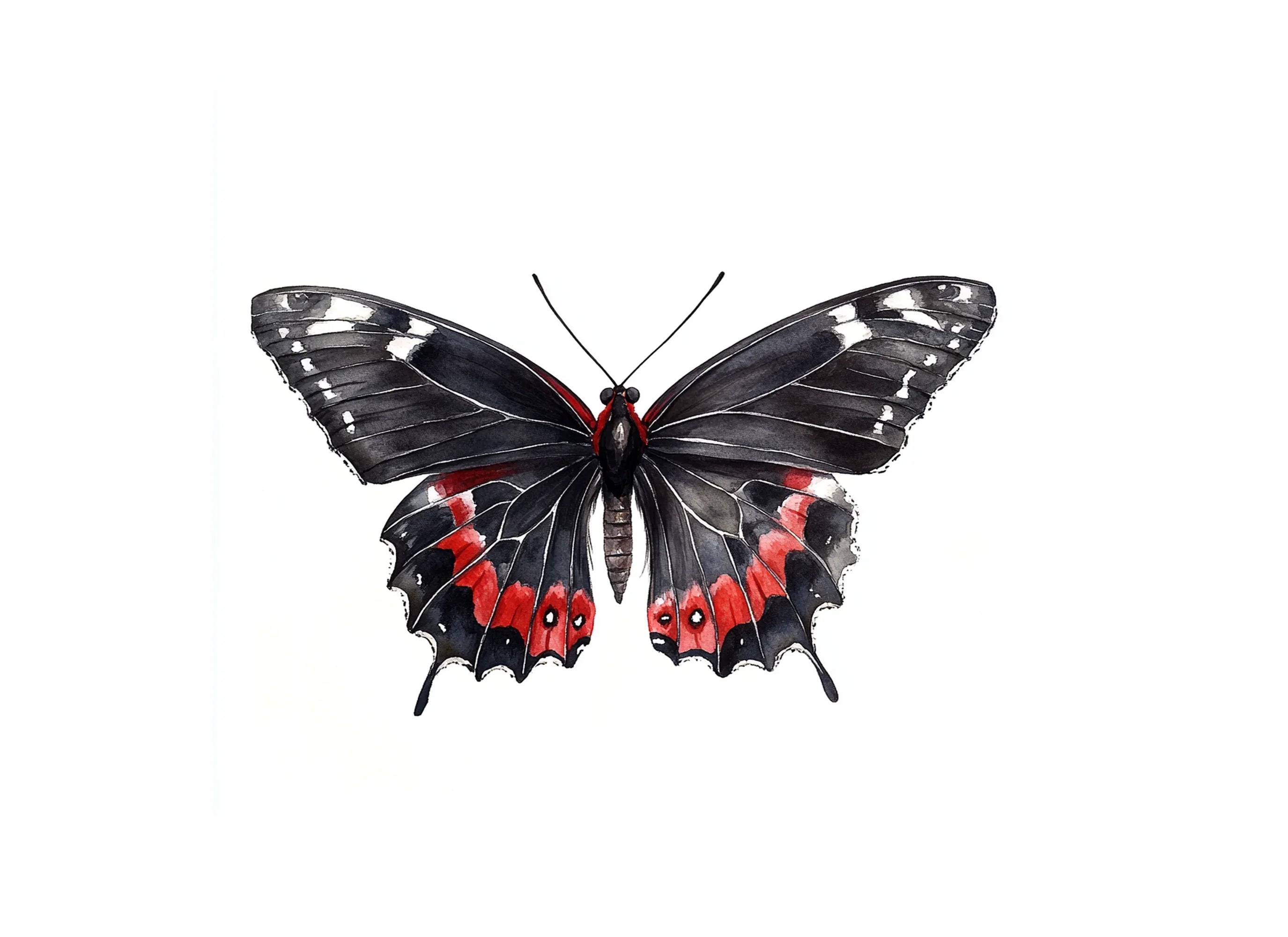 Elegant Red and Black Butterfly Clipart Bundle