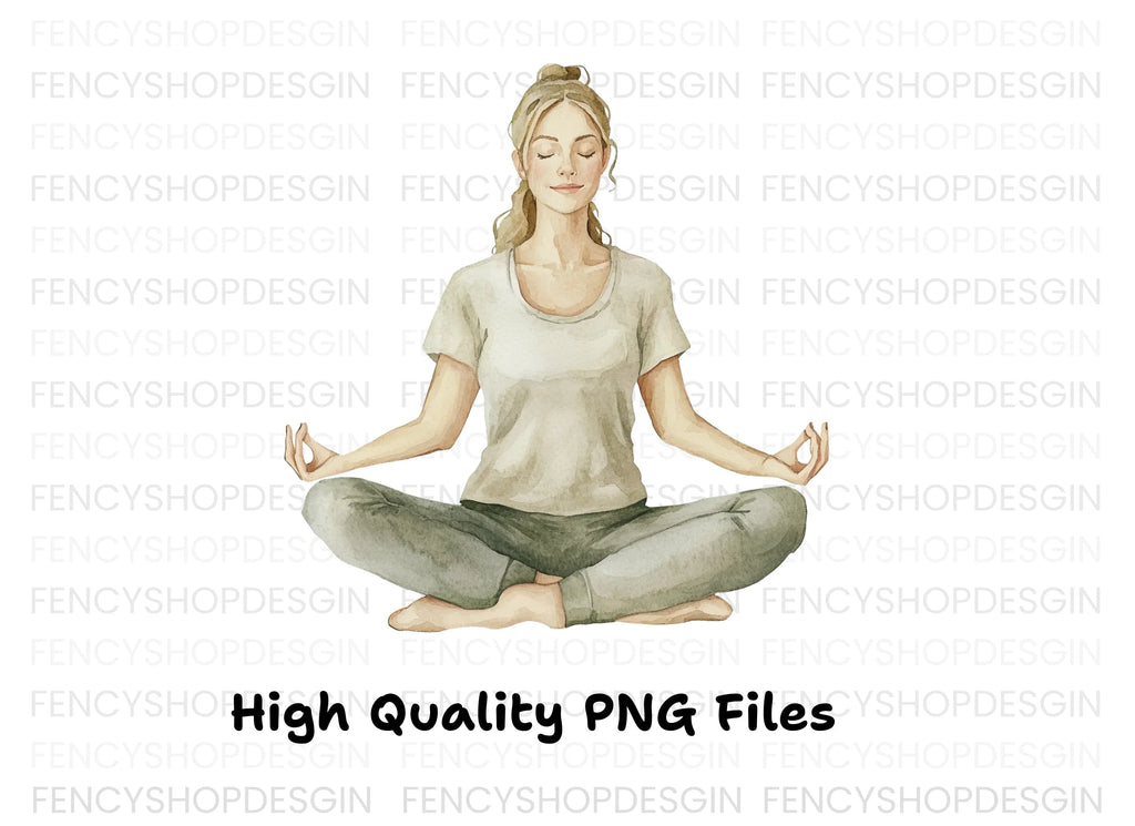 Woman Meditating Clipart Bundle