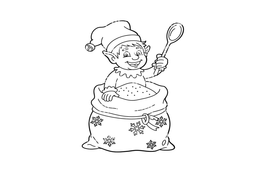 Christmas Elf in Sack Coloring Books