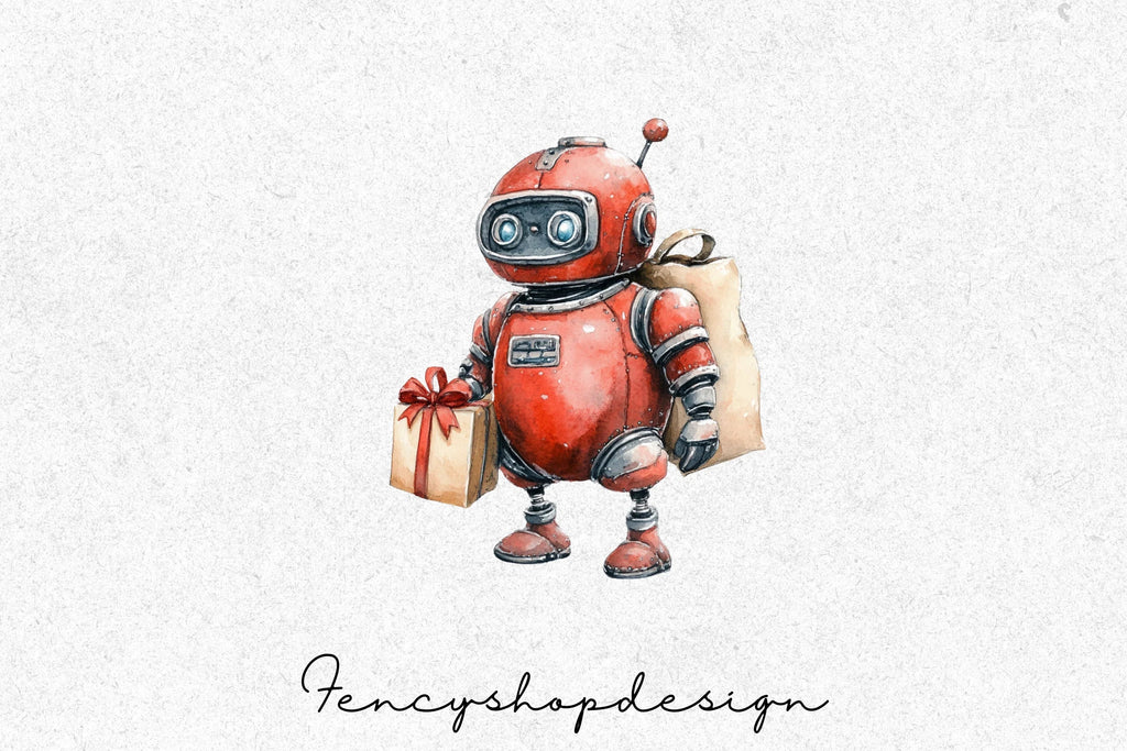 Christmas Robot Clipart Bundle