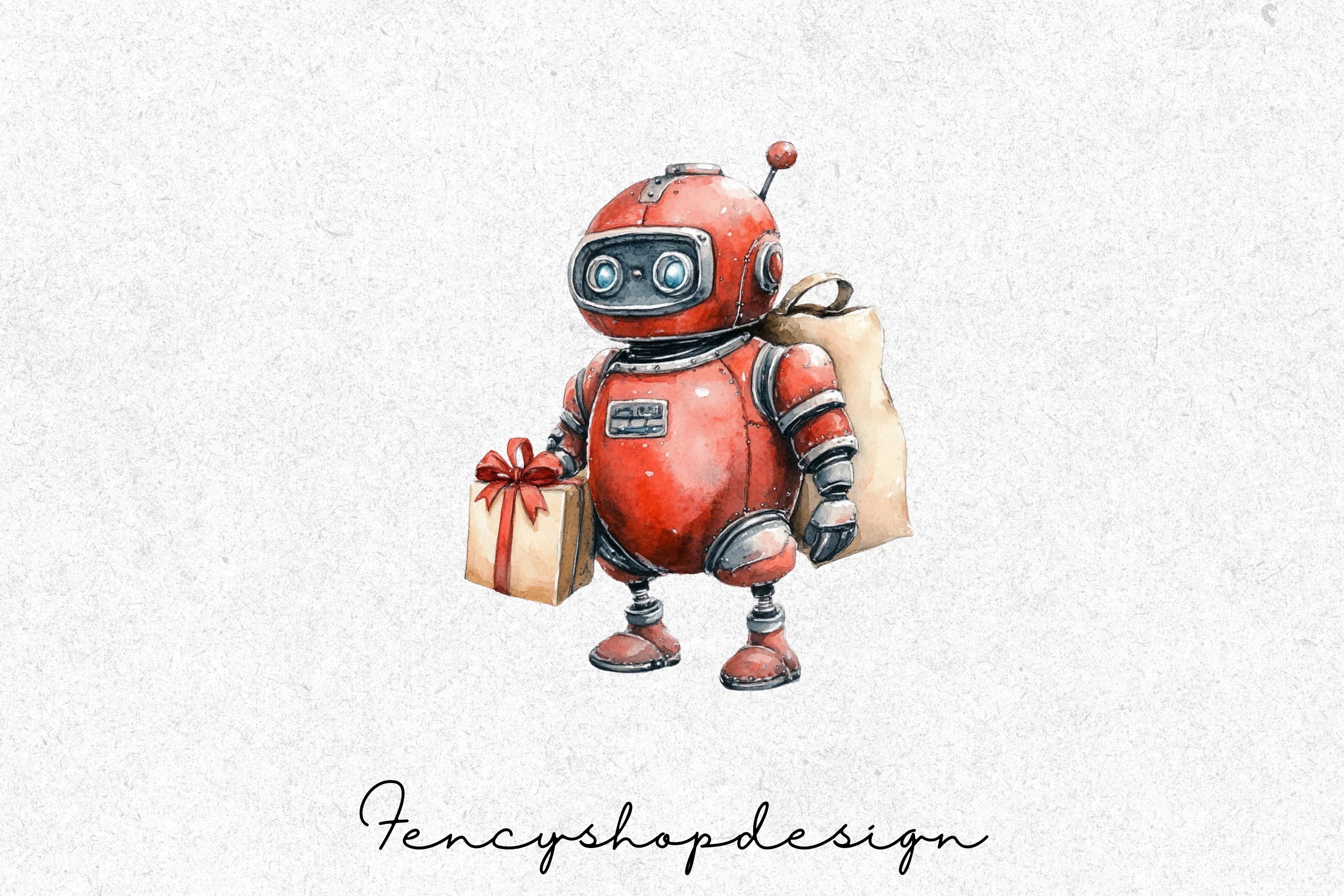 Christmas Robot Clipart Bundle