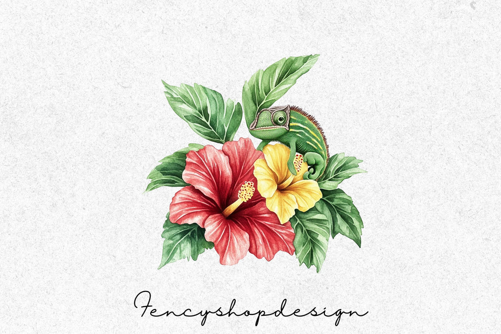 Chameleon Floral Clipart Bundle
