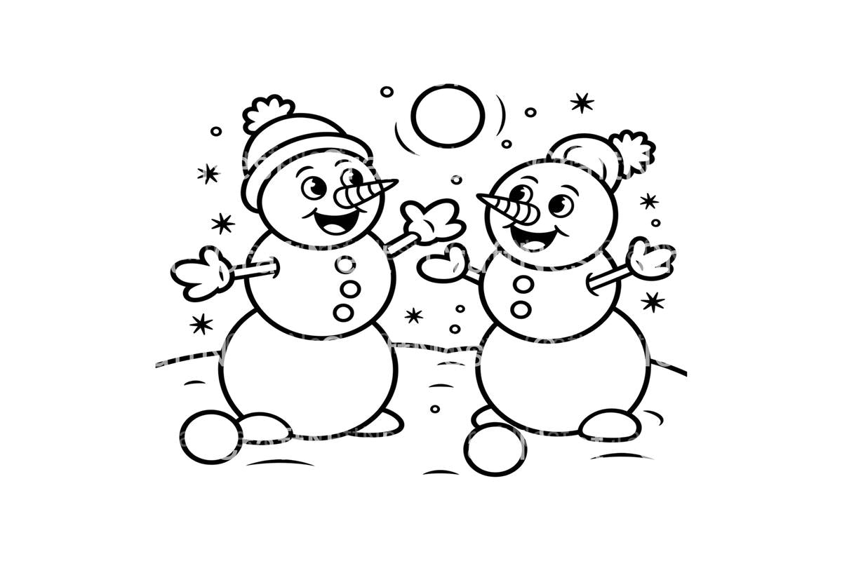 Happy Snowmen Winter Scene Coloring Books