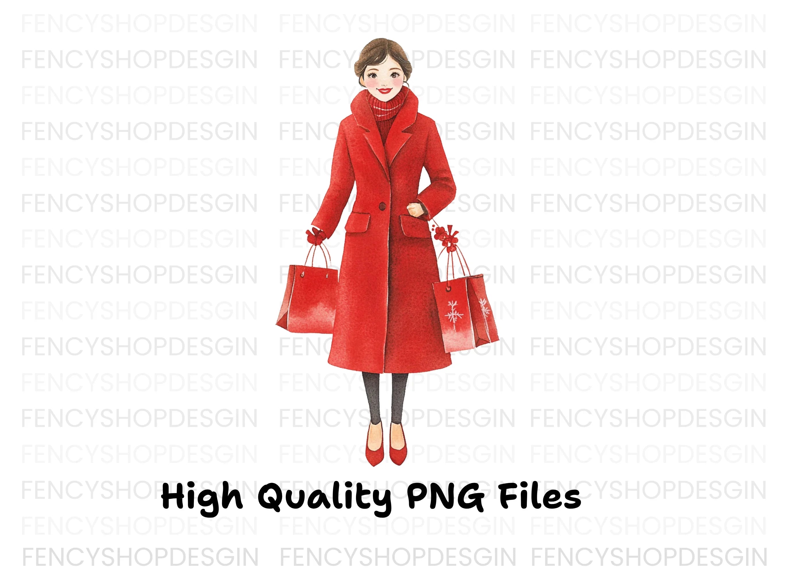 Christmas Shopping Girls Clipart Bundle