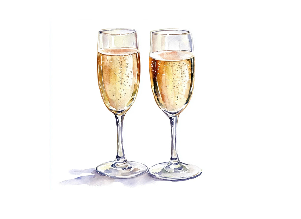 Elegant Champagne Flutes Clipart Bundle
