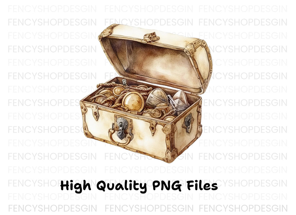 Open Treasure Chest Gold Clipart Bundle