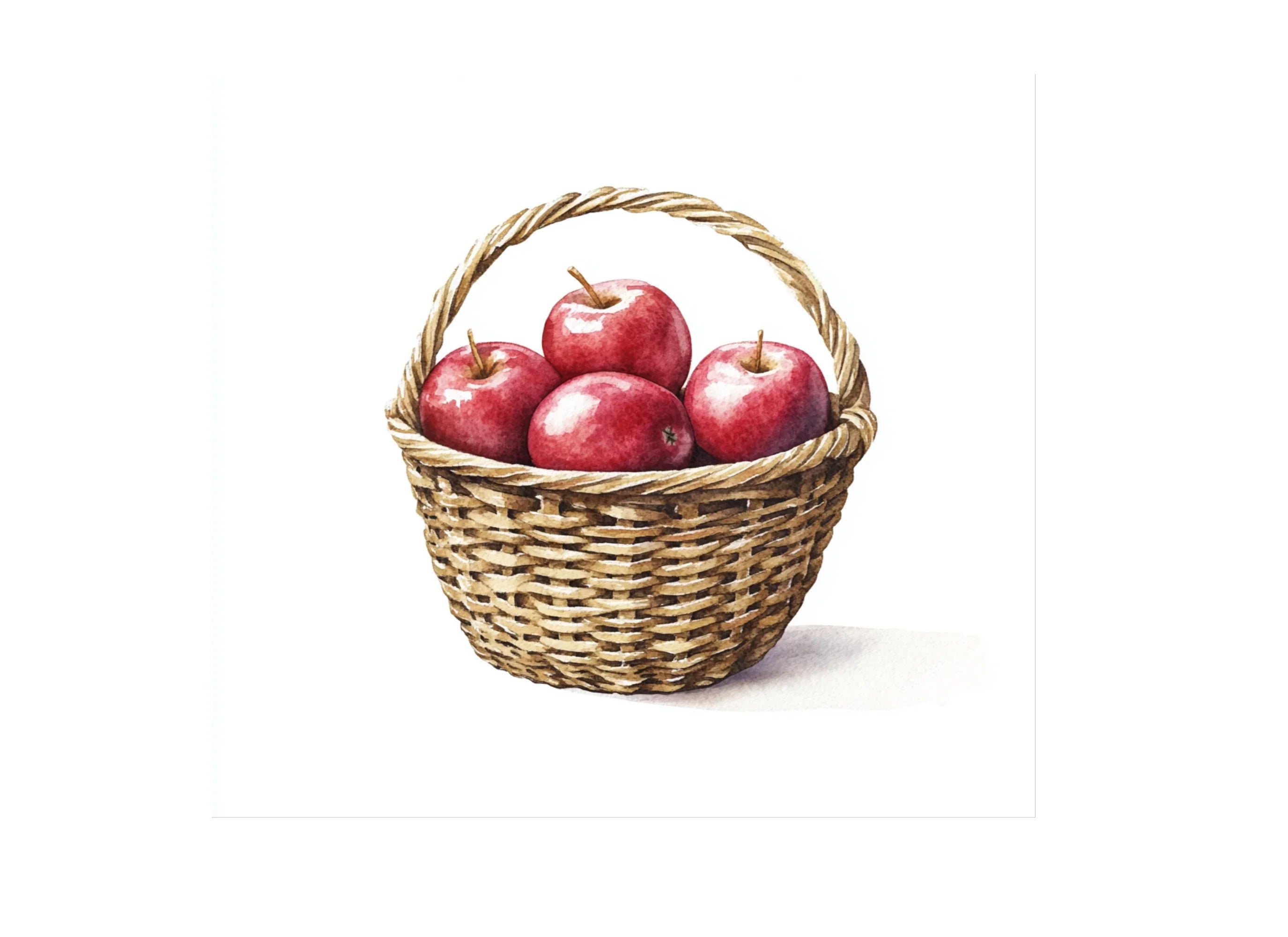 Red Apples in Baskets Clipart Bundle