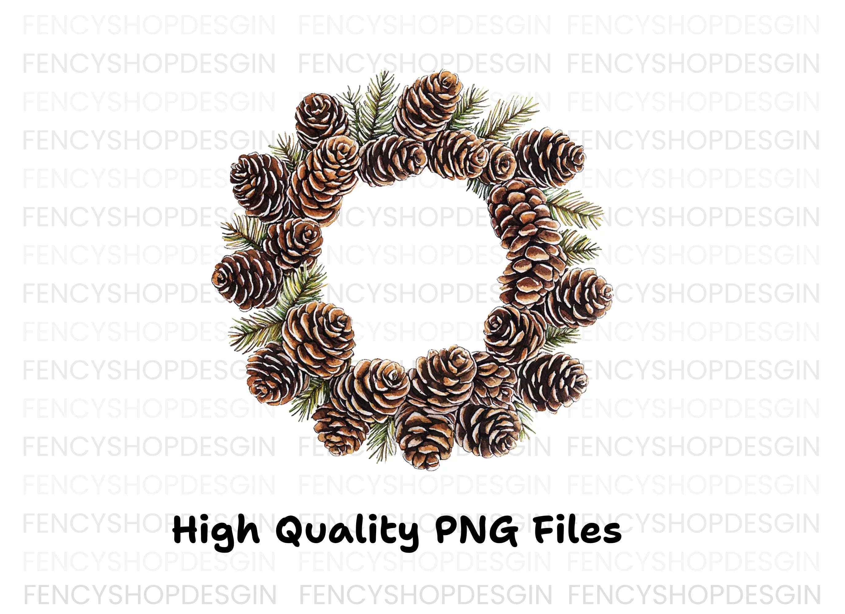 Rustic Pinecone Leaf Wreath Clipart Bundle