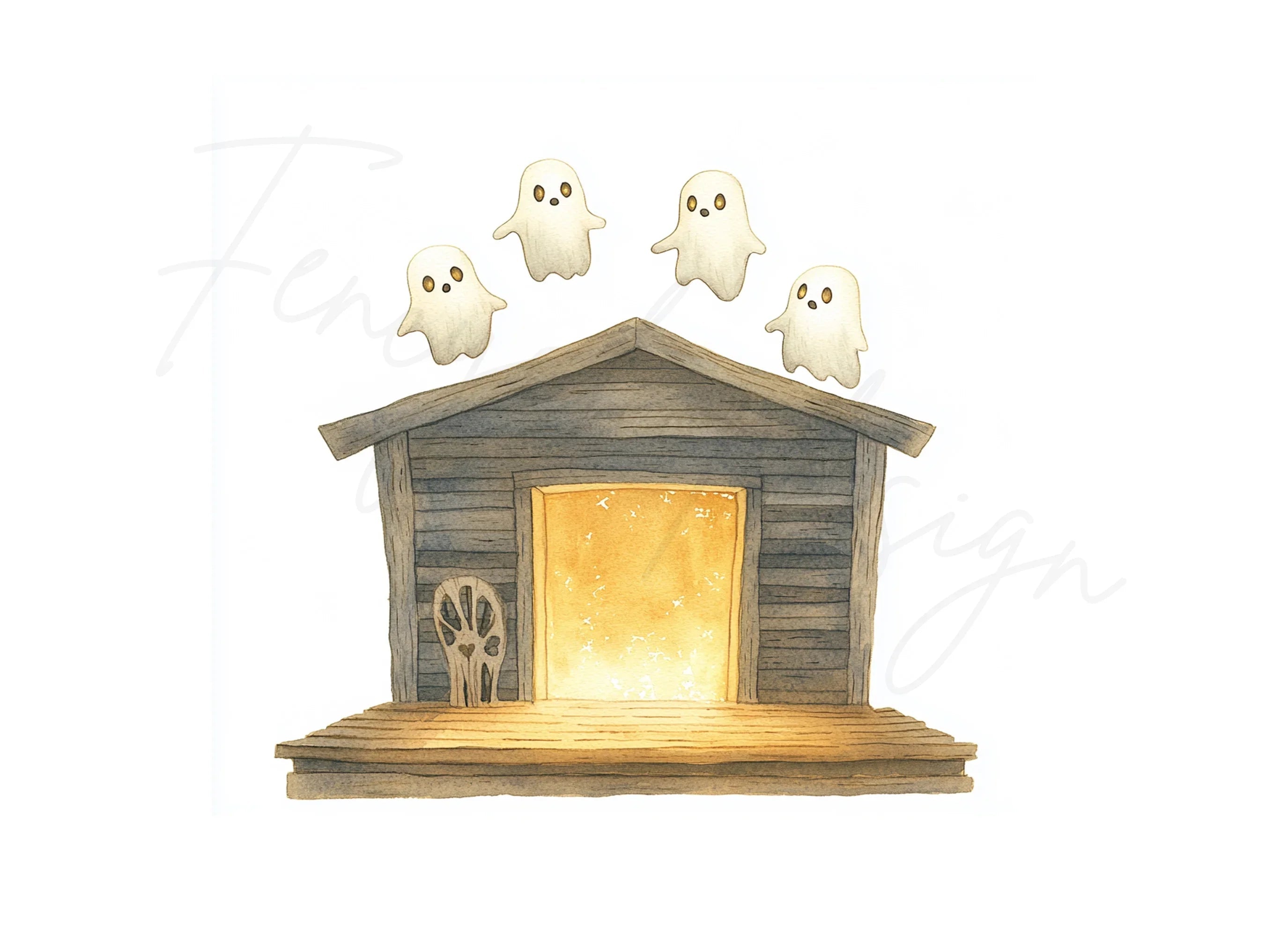 Spooky Ghost Houses Clipart Bundle