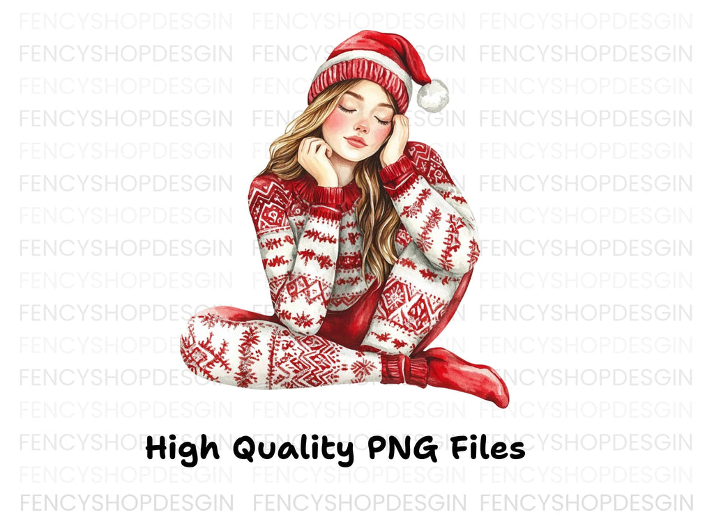 Cozy Christmas Girl Clipart Bundle