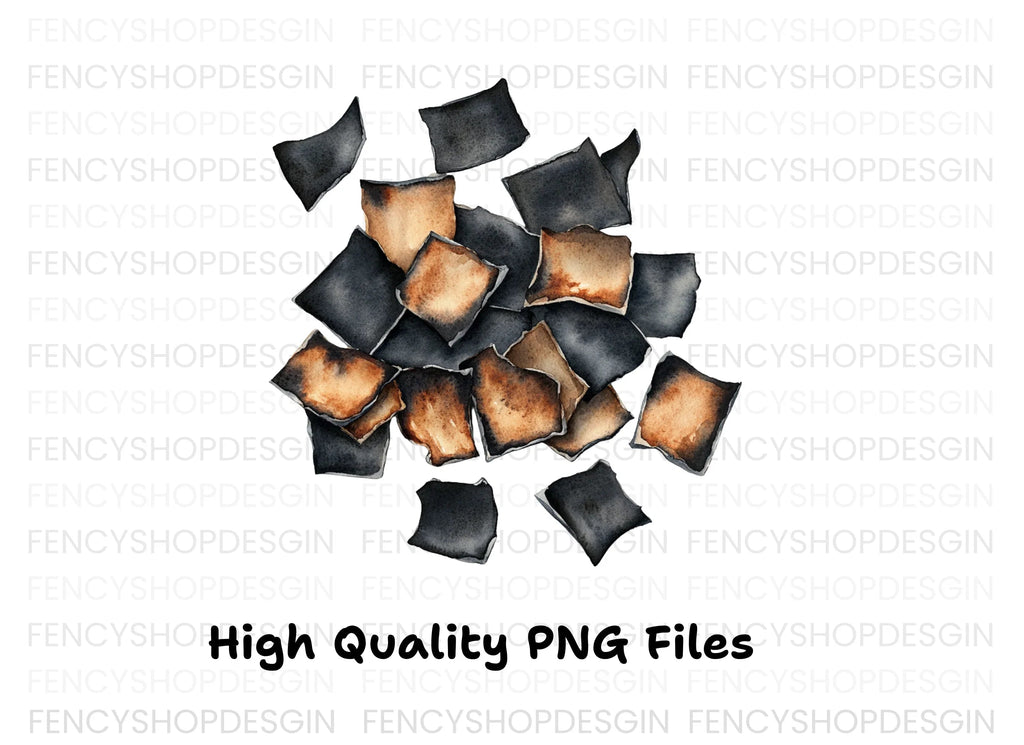 Scattered Burnt Pieces Clipart Bundle